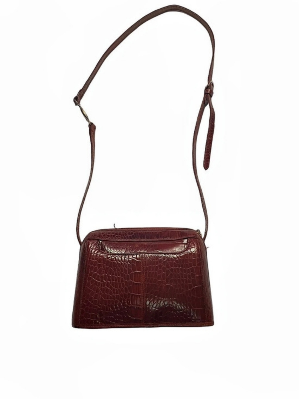 Vintage Liz Claiborne Leather Co. Brown Crocodile-Embossed Crossbody Bag